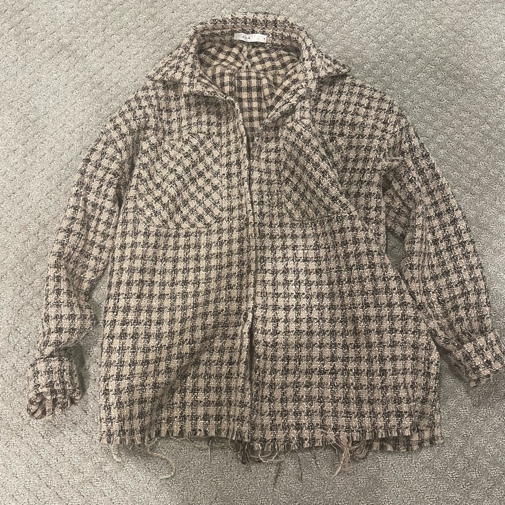 MNML tan and brown flannel jacket